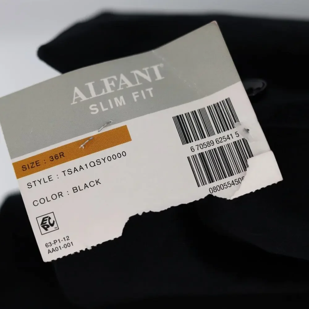 Alfani Men's Solid Black Velvet Slim Fit Classic Suit Blazer Sport Coat Size 36R